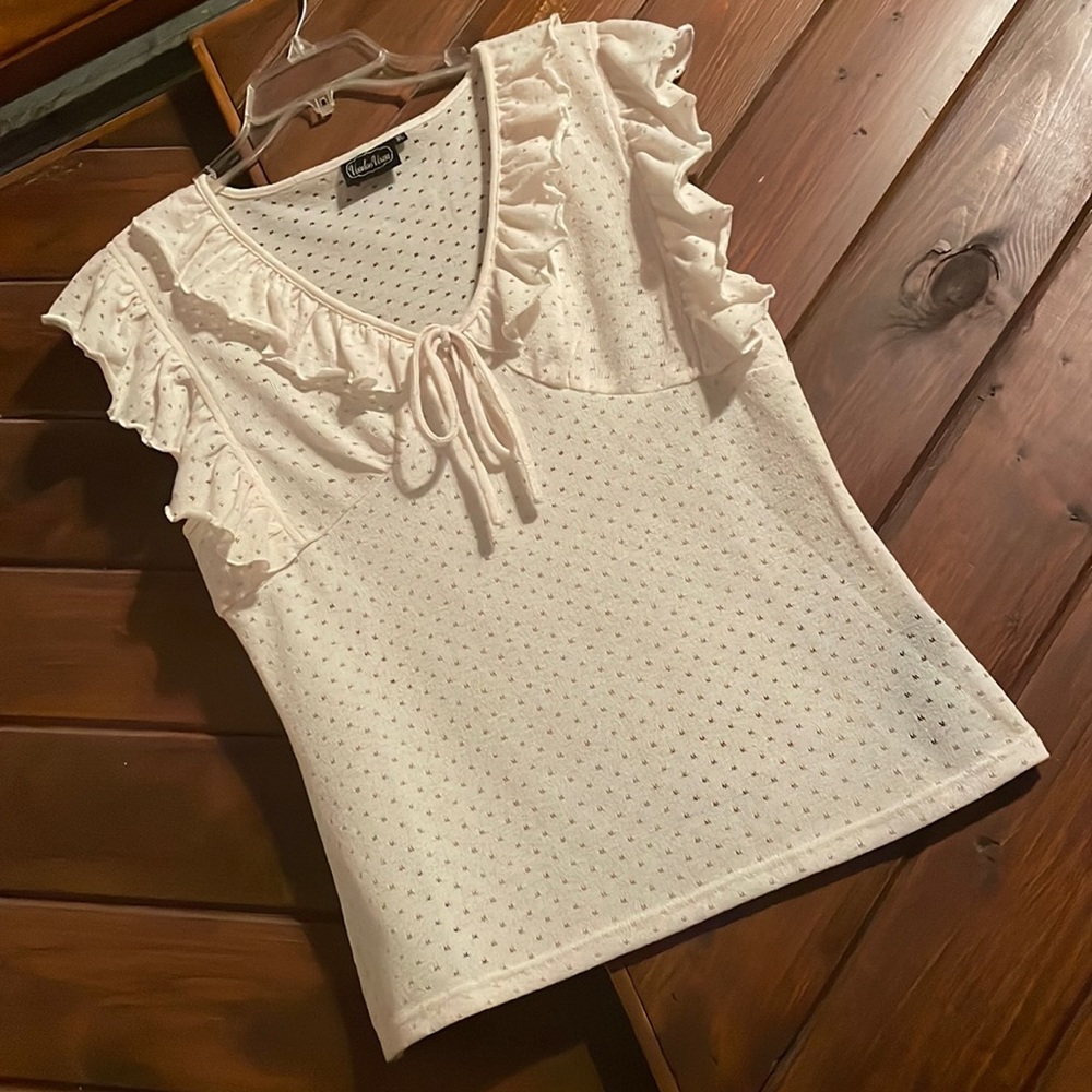 Voodoo Vixen Butterfly Ruffle sweater top, XL